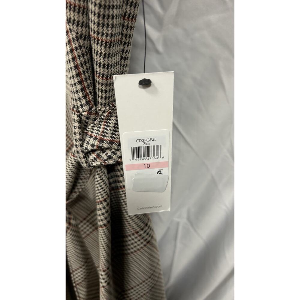 NEW Calvin Klein Women's Black Plaid Sleeveless Tie A Line Midi Dress Size 10 - Picture 5 of 5